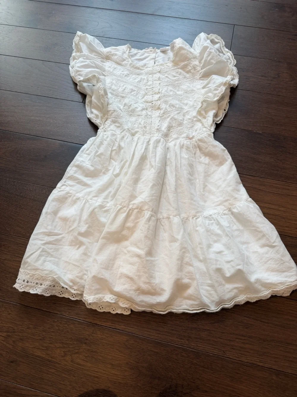 Gap Kids Lace Tiered Ruffle Dress Large in New Off White - C42-013